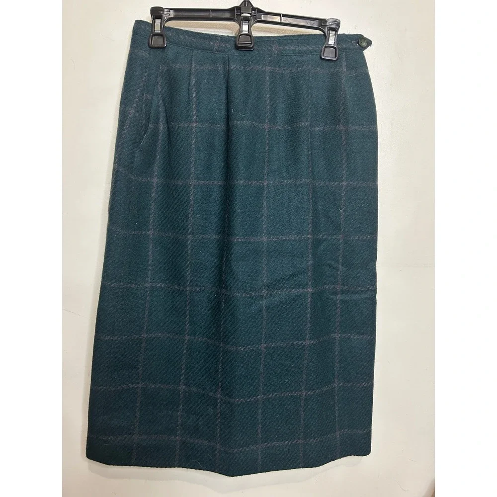 Vintage Bristol County‎ Wool Blend Plaid Pencil Skirt - Size 10